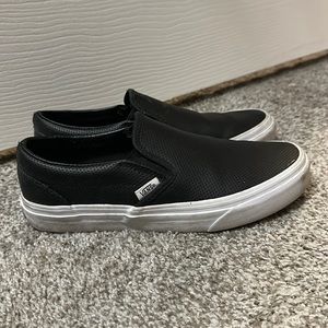 Black Leather Vans size 7.5